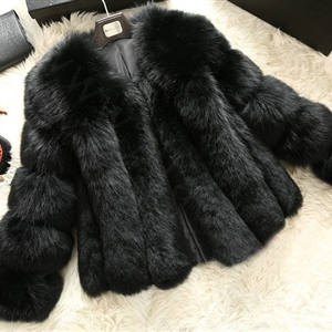 Extre Luxury Genuine Real Whole Fox Fur Coats Fashion Women Short Fur Outerwear - Black
