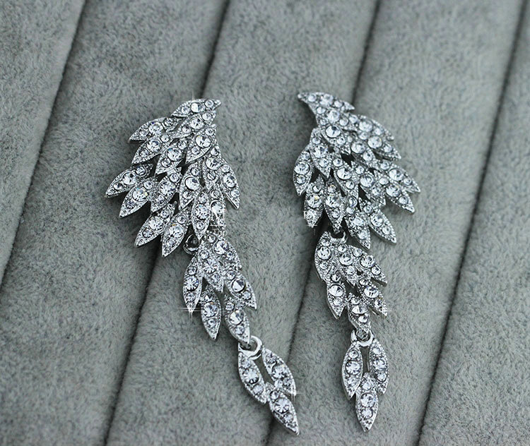 Gorgeous Eagle Shape Crystal Bridal Earrings Gold Plated Long Drop Earrings for Women Wedding Accessories