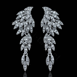 Gorgeous Eagle Shape Crystal Bridal Earrings Gold Plated Long Drop Earrings for Women Wedding Accessories