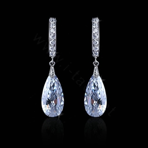 Gorgeous Wedding Accessories Drop Earring Jewelry Top Big Cubic Zirconia White Gold Plated Earrings for Women