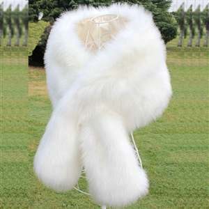 High Quality Faux Mink Fur Scarf Winter Warm Mink Fur Collar Women Fur Shawls Retail and Wholesale - White