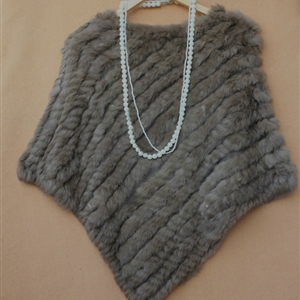 High Quality knitted Rabbit Fur Shawl Female Party Pullover Women's Triangle Rabbit Fur Poncho - Dark khaki