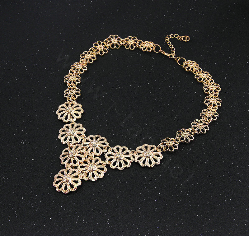 Multilayer Flower Wedding Party Jewelry Sets Crystal Gold Plated Bridal Necklace Earrings Bracelet Ring 4pcs/set