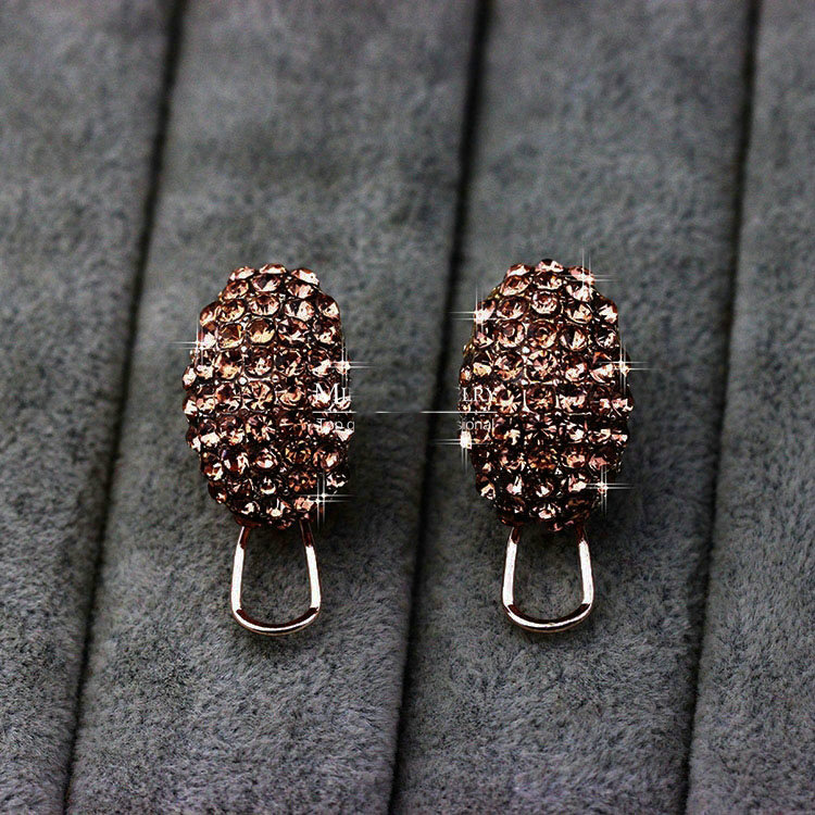 New Champagne Crystal Clip Earrings for Women Gold Plated Brincos Earrings Fashion Jewelry