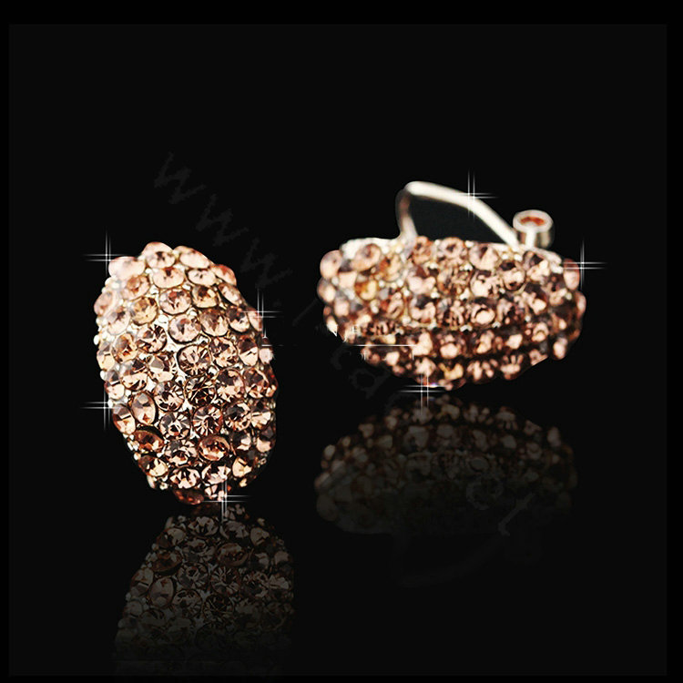 New Champagne Crystal Clip Earrings for Women Gold Plated Brincos Earrings Fashion Jewelry