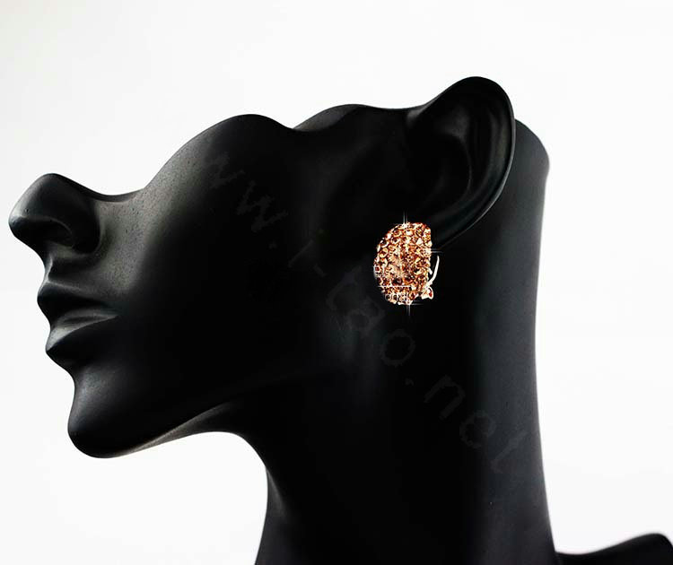 New Champagne Crystal Clip Earrings for Women Gold Plated Brincos Earrings Fashion Jewelry