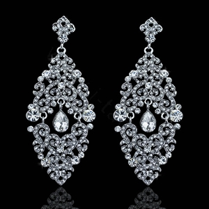 New Design Crystal Unique Fan Shape Dangle Drop Earrings Wedding Jewelry Earrings for Women