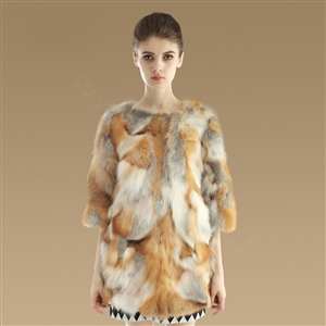 New Luxury Genuine Nature Red Fox Fur Coat Women Fashion Winter Long Fur Outerwear