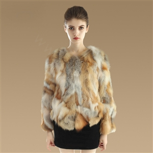 New Luxury Genuine Nature Red Fox Fur Coat Women Fashion Winter Short Fur Outerwear