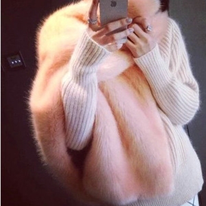 New Luxury Princess Sweety Fox Fur Scarf Fur Muffler Shawls Women Large Faux Fox Fur Bib Collar - Pink