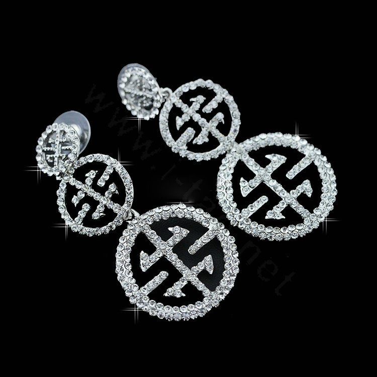 New Silver Plated Exaggerated Circle Zinc Alloy Rhinestone Big Bridal Earrings for Women Jewelry