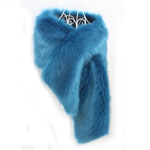 Newest Unique Style Faux Mink Fur Scarf Winter Warm Mink Fur Collar Women Fur Shawls Wrap - Blue