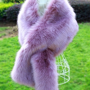 Newest Unique Style Faux Mink Fur Scarf Winter Warm Mink Fur Collar Women Fur Shawls Wrap - Purple