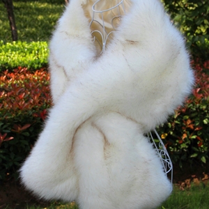 Newest Unique Style Faux Mink Fur Scarf Winter Warm Mink Fur Collar Women Fur Shawls Wrap - White Coffee