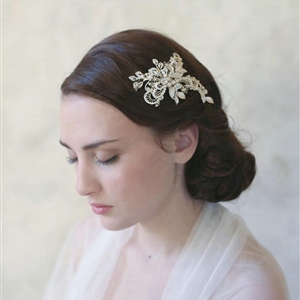 Retro Baroque Gold Plated Crystal Beads Pearl Wedding Bridal Hair Barrettes Clip Accessories