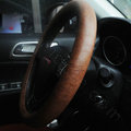 Calssic Snake Grain PU Leather Car Steering Wheel Covers 15 inch 38CM - Brown