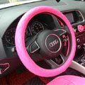 Cute Fashion Women Rhombus PU Leather Car Steering Wheel Covers 15 inch 38CM - Rose