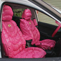 Fashion Women Leather Bubble Cushion Jp Dad Winter General Car Seat Covers 5pcs Set - Rose