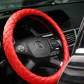 General Genuine Sheepskin Leather Grip Auto Steering Wheel Covers 15 inch 38CM - Red