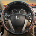 High Quality Classic Plaid PU Leather Automobile Steering Wheel Covers 15 inch 38CM - Black Coffee