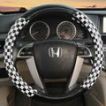 High Quality Classic Plaid PU Leather Automobile Steering Wheel Covers 15 inch 38CM - Black White
