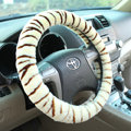 Luxury Fashion Zebra Winter Plush Car Steering Wheel Covers 15 inch 38CM - Beige