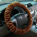 Luxury Fashion Zebra Winter Plush Car Steering Wheel Covers 15 inch 38CM - Brown