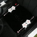 Luxury Genuine Wool Universal Car Seat Cushion Powder Crystal Rose Auto Front Pad 1pcs - Black