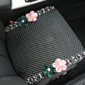 Luxury Rhinestone Beads Flower General Car Seat Cushion Genuine Leather Single Pad - Black