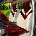 New Luxury Whole Fur Wool Auto Cushion Universal Genuine Sheepskin Car Seat Covers 6pcs Sets - Red