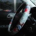 Personality Pattern Snake Print PU Leather Car Steering Wheel Covers 15 inch 38CM - White