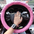 Retail and Wholesale Sheepskin Leather Car Steering Wheel Covers 15 inch 38CM - Rose
