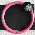 Unique Diamond Feather Flowers Car Steering Wheel Covers Genuine Leather 15 inch 38CM - Rose