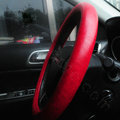 Women Calssic Snake Print PU Leather Car Steering Wheel Covers 15 inch 38CM - Red
