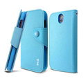 IMAK Cross Flip Leather Cases Book Holster Folder Covers for HTC Desire 608t - Blue