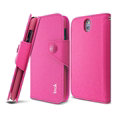 IMAK Cross Flip Leather Cases Book Holster Folder Covers for HTC Desire 608t - Rose