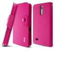 IMAK Cross Flip Leather Cases Book Holster Folder Covers for Huawei Ascend G7 - Rose