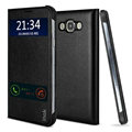 IMAK Earl Windows Leather Cases Holster Covers Skin for Samsung Galaxy E7 E7000 E700F - Black