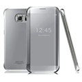 IMAK Mirror Smart Leather Cases Holster Protective Covers for Samsung Galaxy S6 Edge G9250 - Silver
