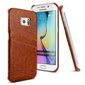 IMAK Sagacity Leather Cases Holster Covers Shell for Samsung Galaxy S6 Edge G9250 - Brown