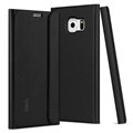 IMAK Slim Leather Shell Cases Holster Covers Casing for Samsung Galaxy S6 Edge G9250 - Black