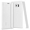 IMAK Slim Leather Shell Cases Holster Covers Casing for Samsung Galaxy S6 Edge G9250 - White