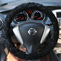 Cheap Lace Car Steering Wheel Cover Bud Silk Fiber Cloth 15 Inch 38CM - Black