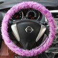 Cheap Lace Car Steering Wheel Cover Bud Silk Fiber Cloth 15 Inch 38CM - Purple