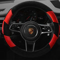 Cheaper Car Steering Wheel Covers Velvet 15 Inch 38CM - Black Red