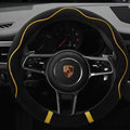 Cheapest Car Steering Wheel Covers Velvet 15 Inch 38CM - Black Yellow