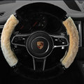 Classic Auto Steering Wheel Covers Velvet 15 Inch 38CM - Beige