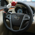 Cool Camellia Diamond Car Steering Wheel Wrap PU Leather 15 Inch 38CM - Black