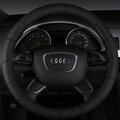 Cool Car Steering Wheel Wrap Genuine Leather 15 Inch 38CM - Black