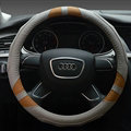 Cooling Auto Steering Wheel Wrap Genuine Leather 15 Inch 38CM - Grey Brown